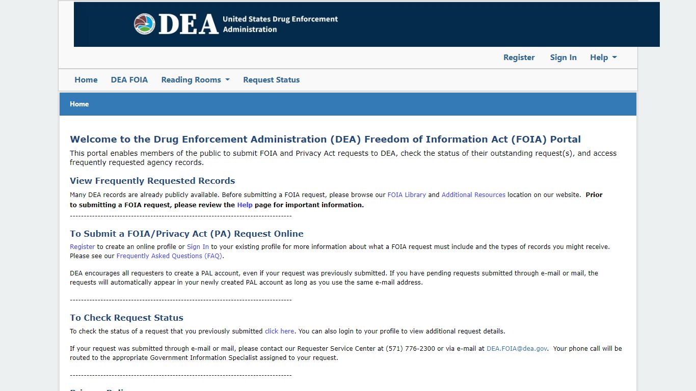 DEA Public Access Link-Home